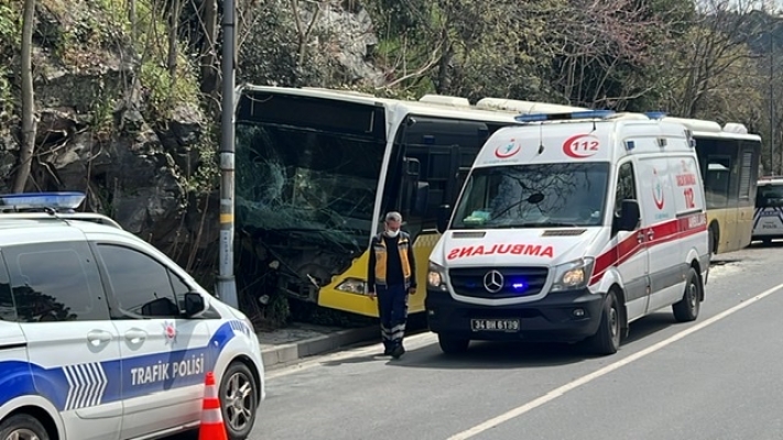 Beykoz'da İETT otobüsü kayalıklara daldı: 6 yaralı